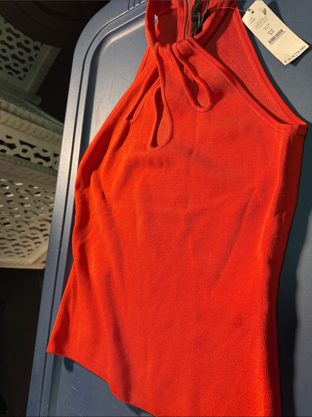 White House, Black market Orange Halter Tie-Neck sweater